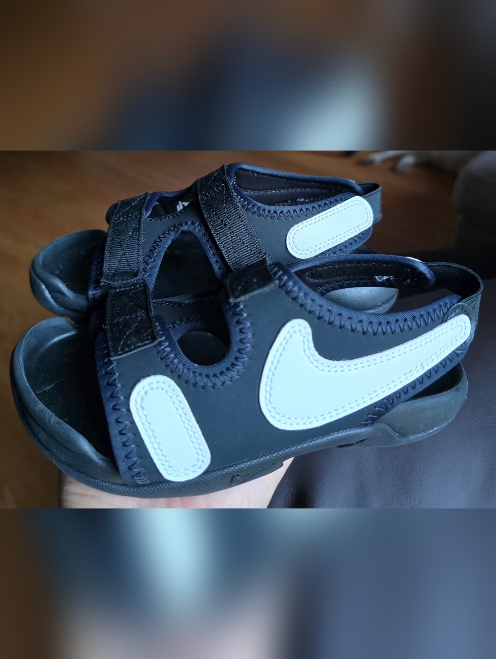 Sz 12C NIKE SUNRAY ADJUST 6 Black Adjustable Strap Sandals